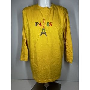 Vintage 90s Fast Fashion Embroidered Paris 3/4 Sleeve Shirt SZ Med